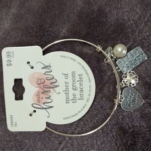 Silver Mother of the Groom Bracelet with Charms